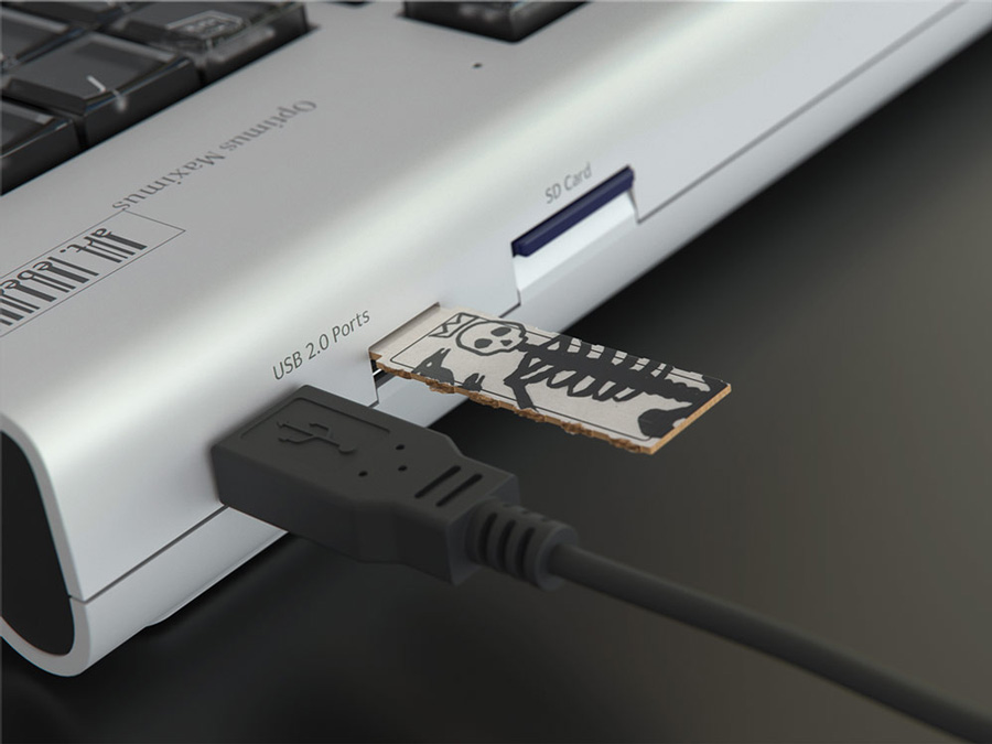 "Флешкус" можно подключить к клавиатуре с USB портом.