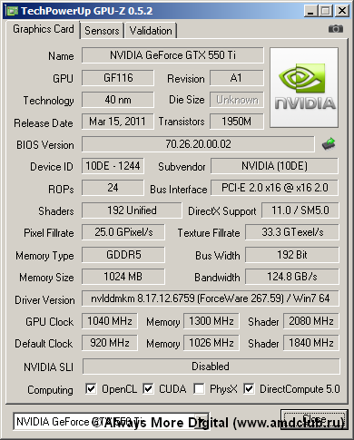 GPU GTX 550 Ti